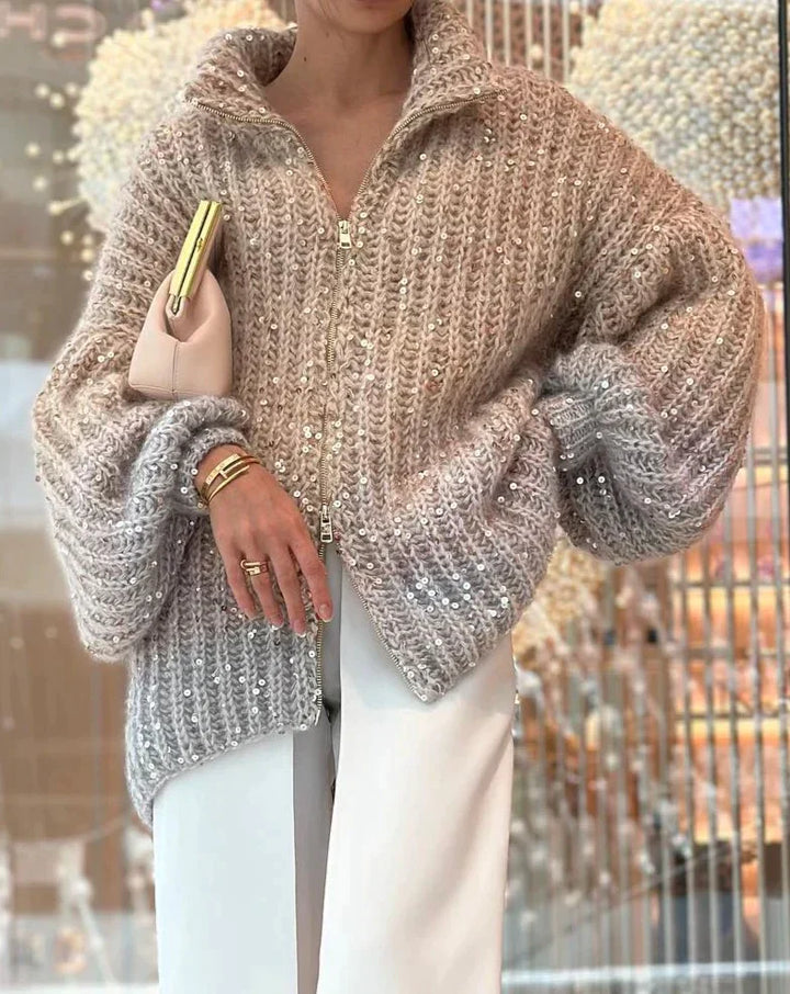 Riana™ - The elegant, glittering silk cardigan sweater