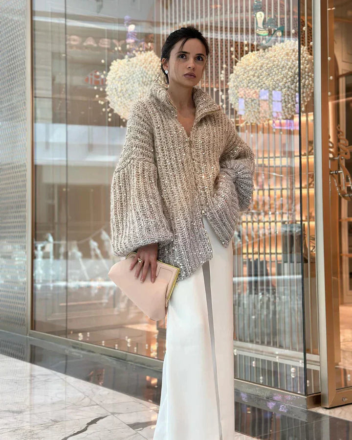 Riana™ - The elegant, glittering silk cardigan sweater