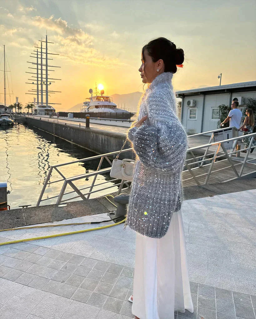 Riana™ - The elegant, glittering silk cardigan sweater